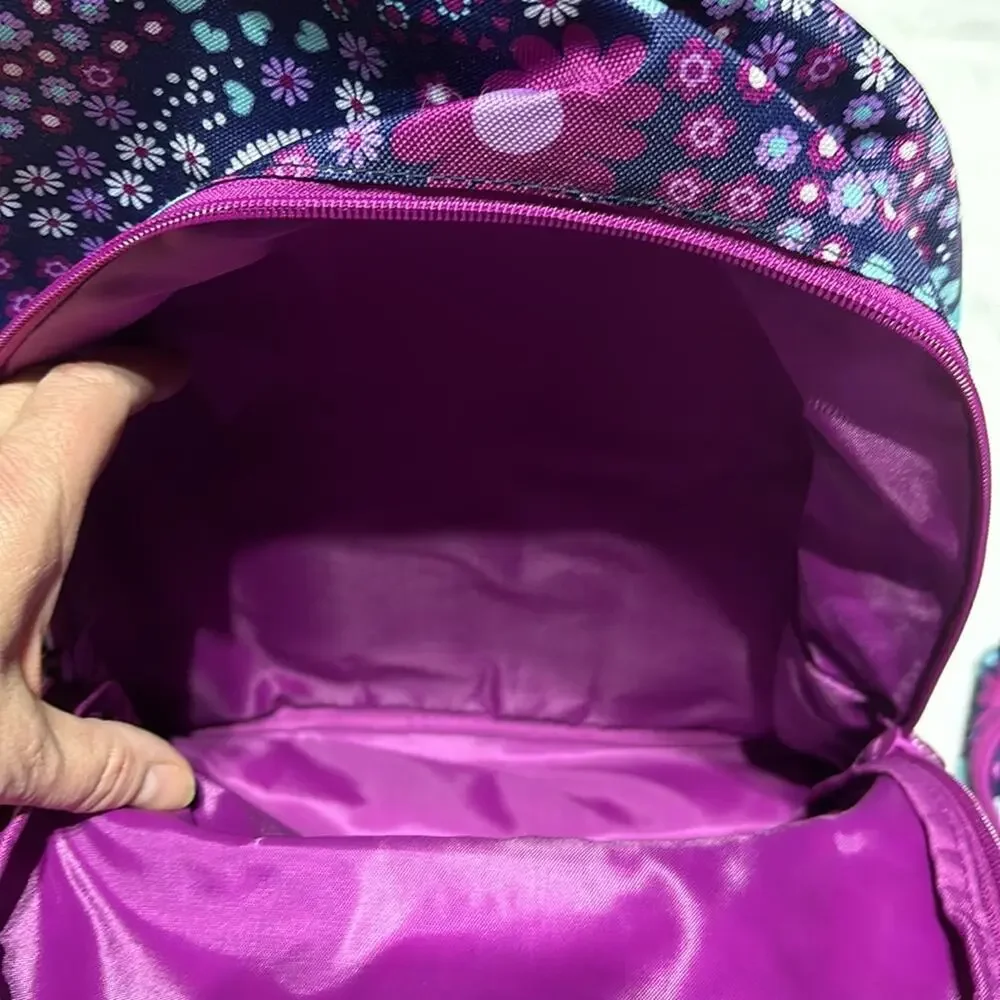 Gymboree bac pac lunch box combo set raspberry blue purple bird floral print NWT